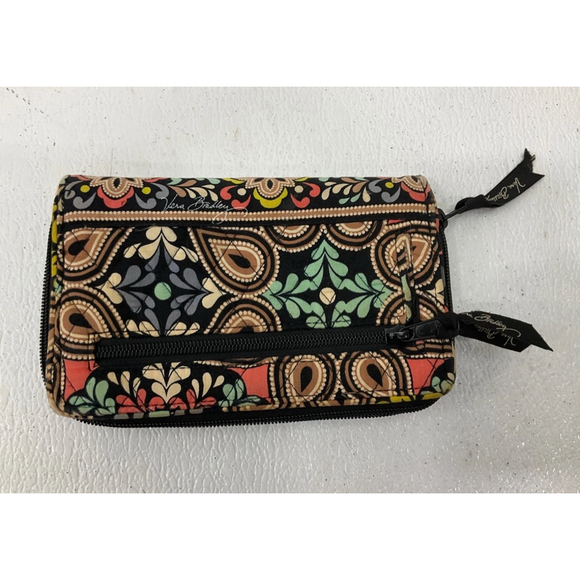 Vera Bradley Womens Multicolor Solid Clutch Wallet Medium Fabric Zip Around - Picture 2 of 3